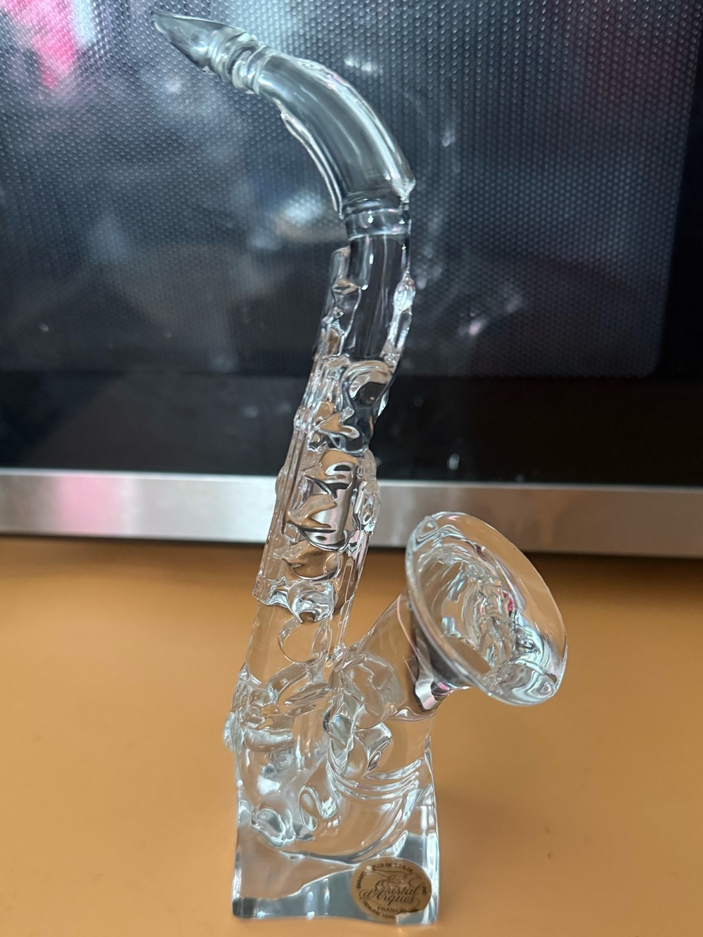 Crystal D’ Argues Clear Glass Saxophone Figurine Decorative Sculpture